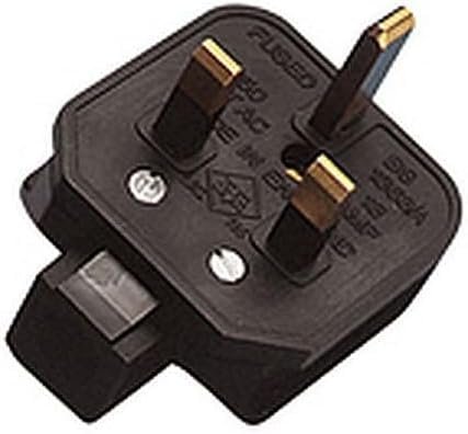 Heavy-Duty 13 Amp UK 3-Pin Mains Plug ( Black) | Heat-Resistant & Durable Power Plug for Home, Industrial & Workshop Use,BS1363-Certified,3 pin plug uk,13 amp plug uk,(PERMAPLUG)