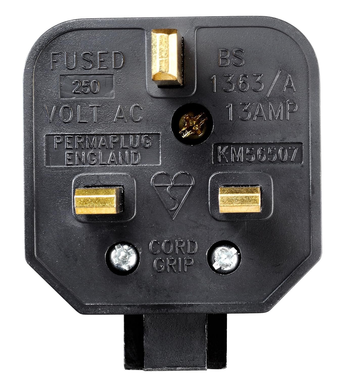 Heavy-Duty 13 Amp UK 3-Pin Mains Plug ( Black) | Heat-Resistant & Durable Power Plug for Home, Industrial & Workshop Use,BS1363-Certified,3 pin plug uk,13 amp plug uk,(PERMAPLUG)