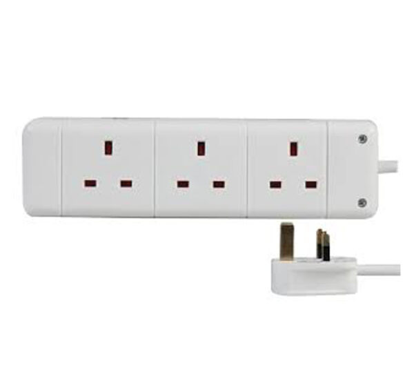 3-Gang Extension, White, 2m Lead